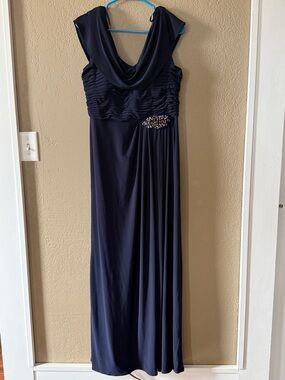 Stenay Navy Sleeveless Cowl Neck Maxi Dress with Beaded Side Accent